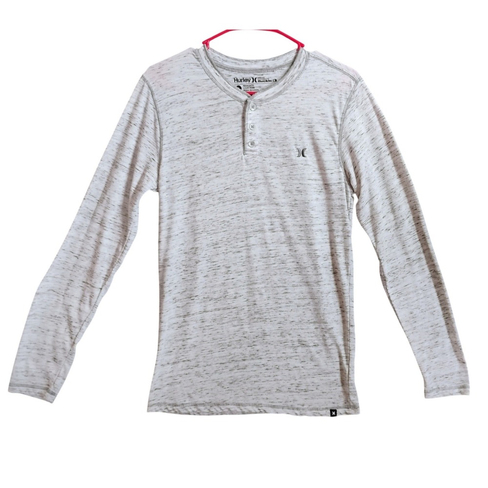 Hurley Premium Fit Men's‎ Small Long Sleeve Henley Shirt Heather Gray